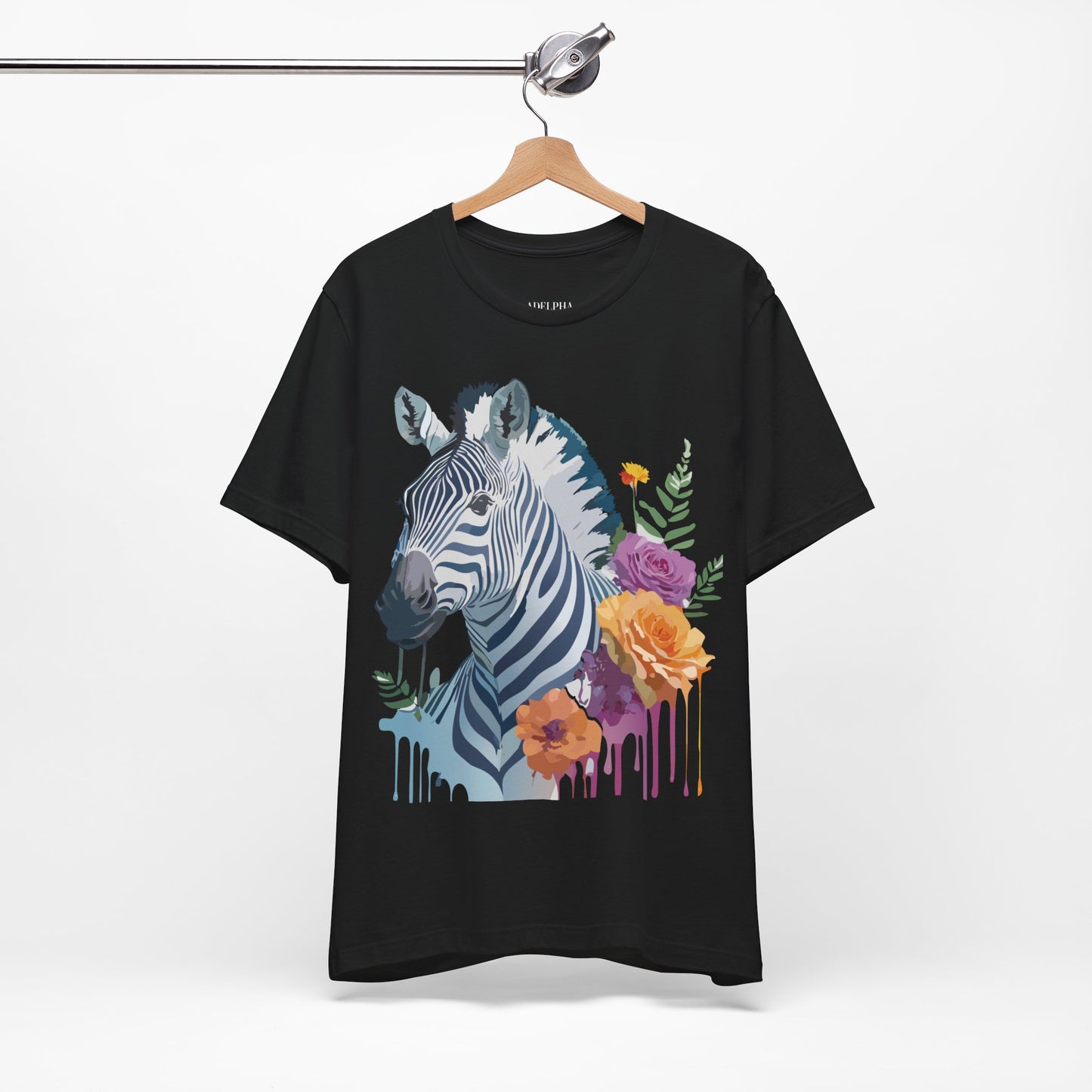 Natural Cotton Tee Shirt with Zebra