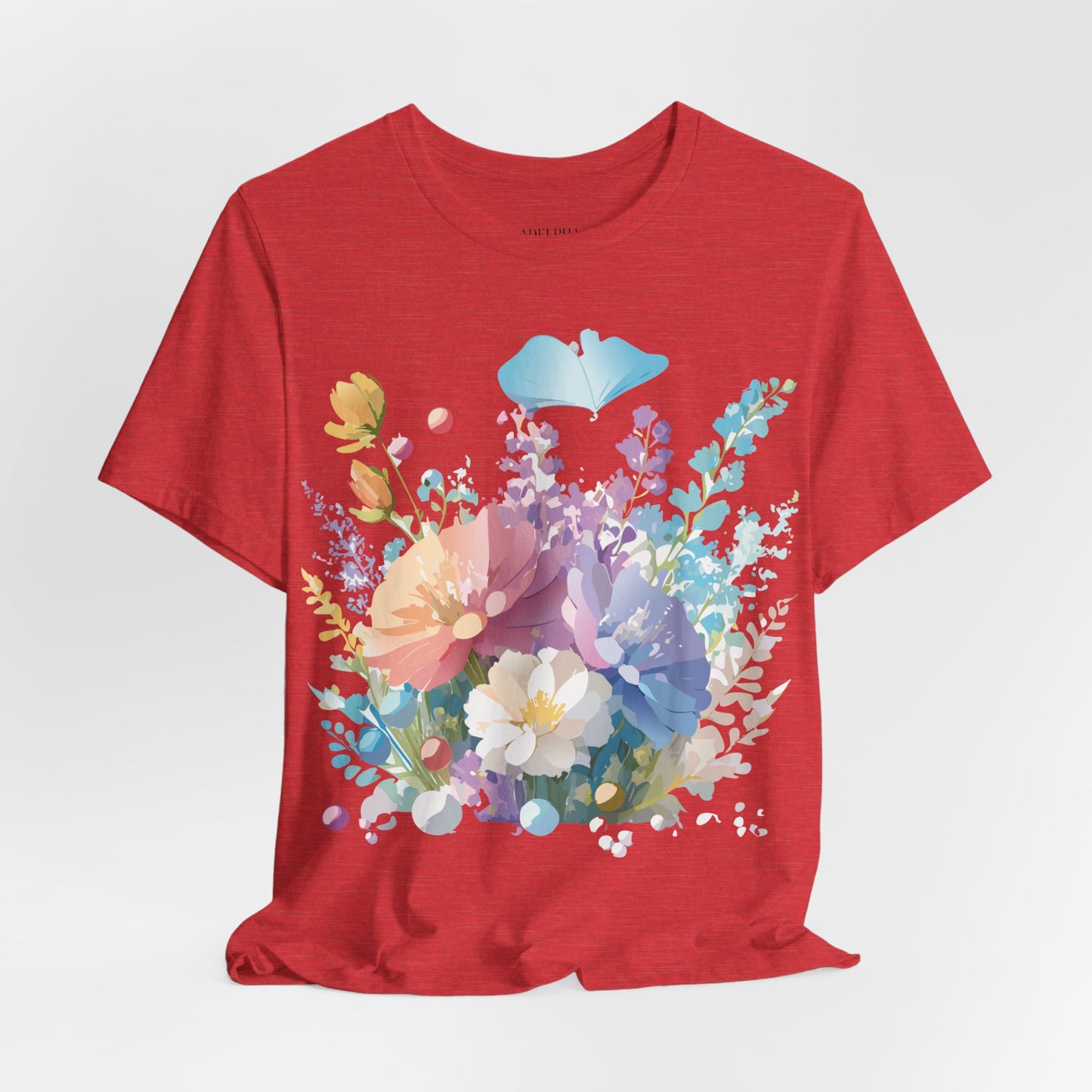 Natural Cotton Tee Shirt with Flowers