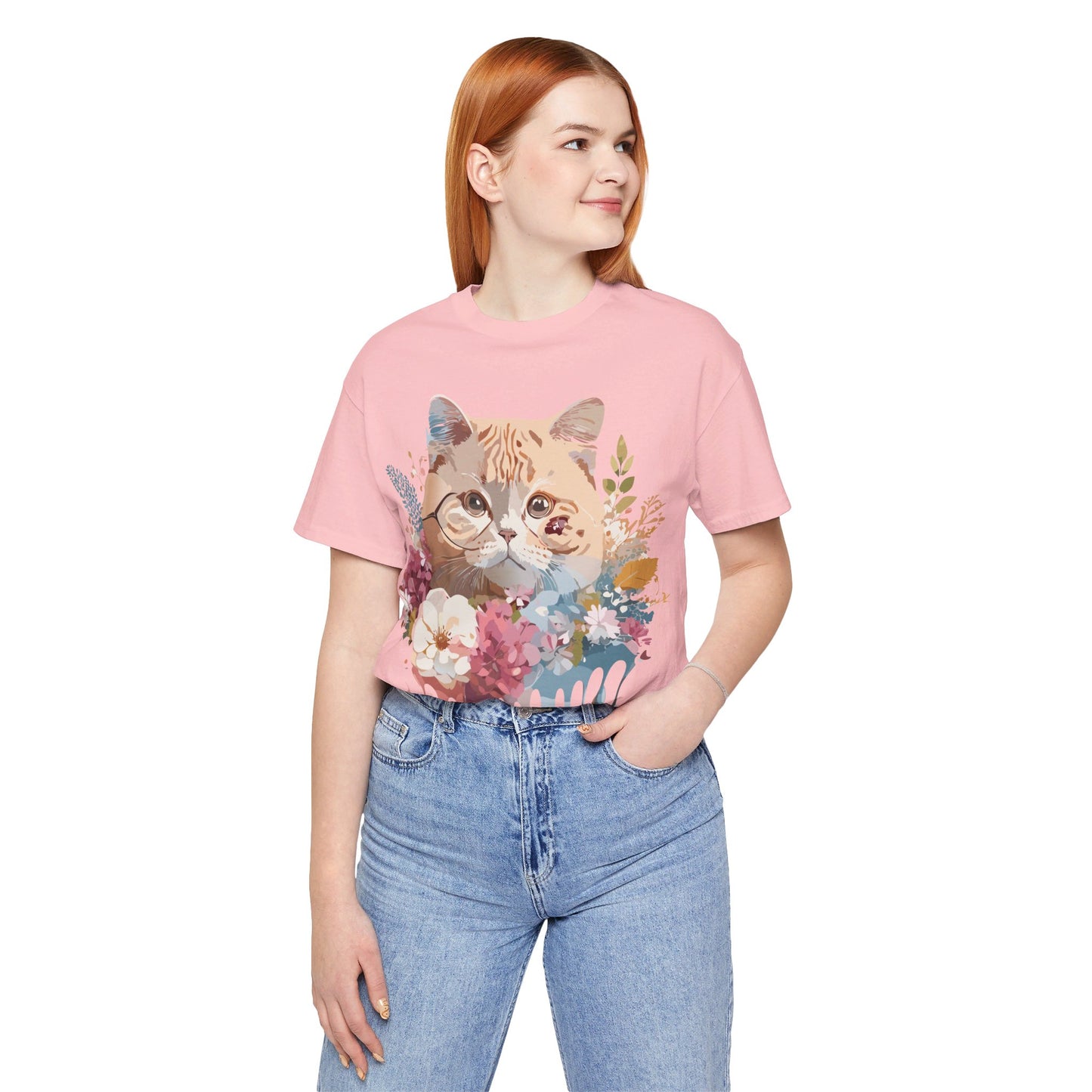 T-shirt en coton naturel avec chat