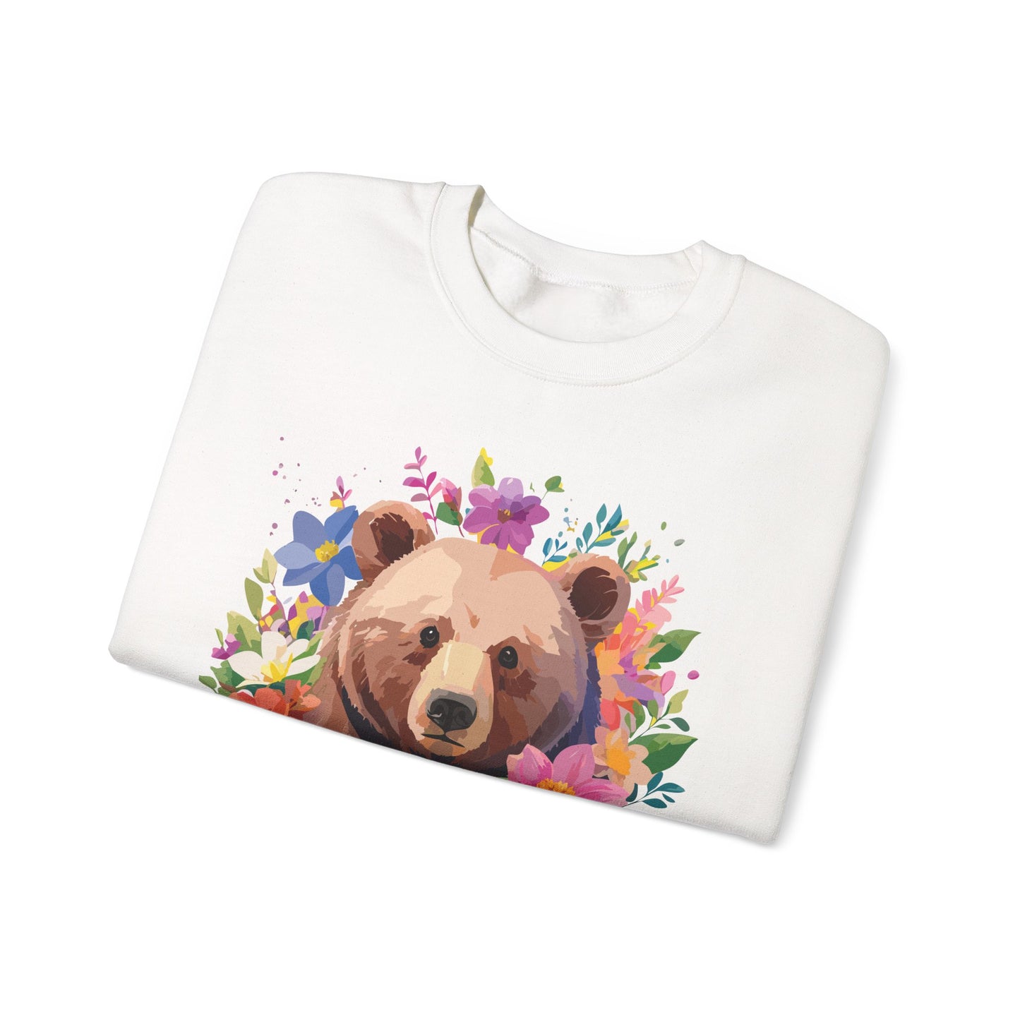 Unisex Floral Bear Sweatshirt, Animals Sweatshirt, Floral Sweatshirt, Art Design Sweatshirt
