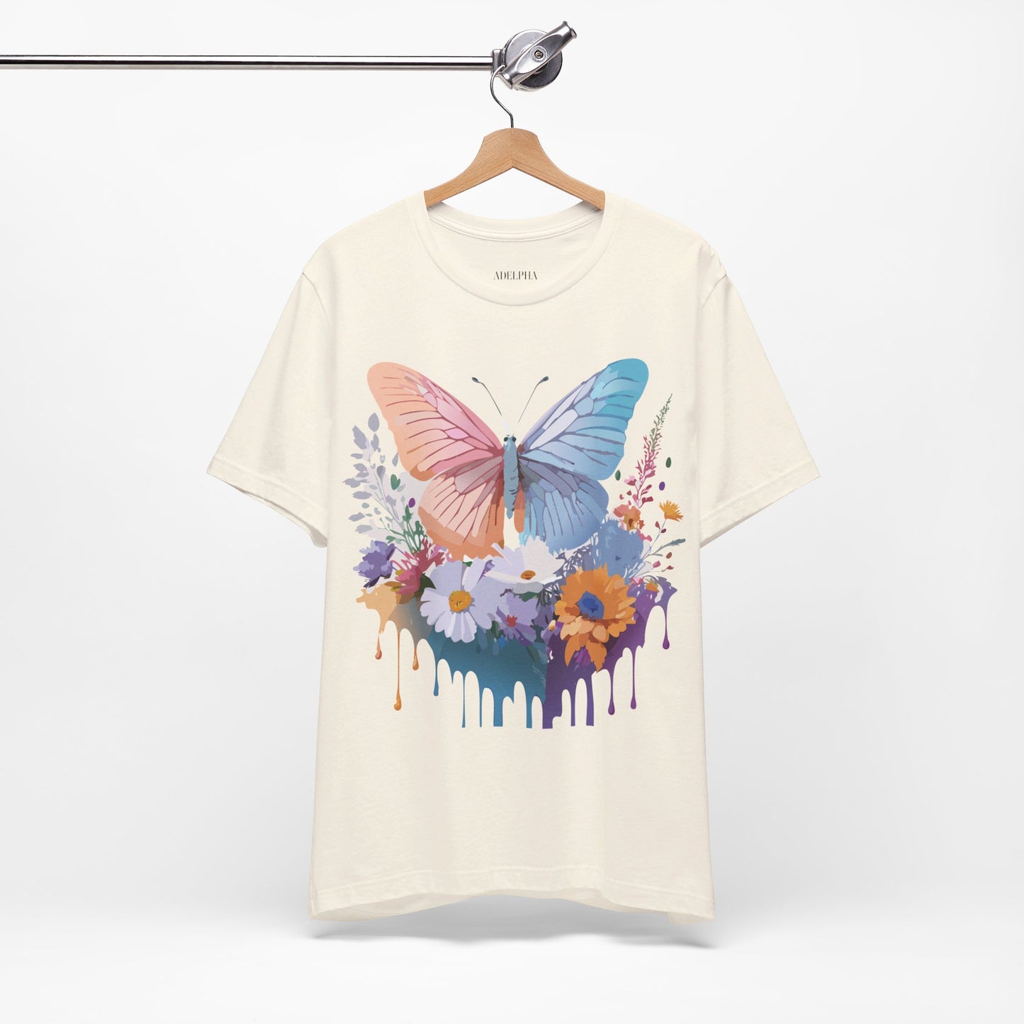 Natural Cotton Tee Shirt with Butterfly