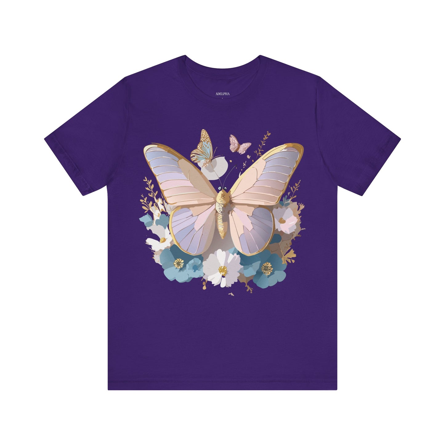 Natural Cotton Tee Shirt with Butterfly