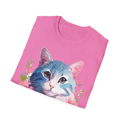 Cat Shirt Unisex Cat Tee Kitten Print Gildan Softstyle 64000