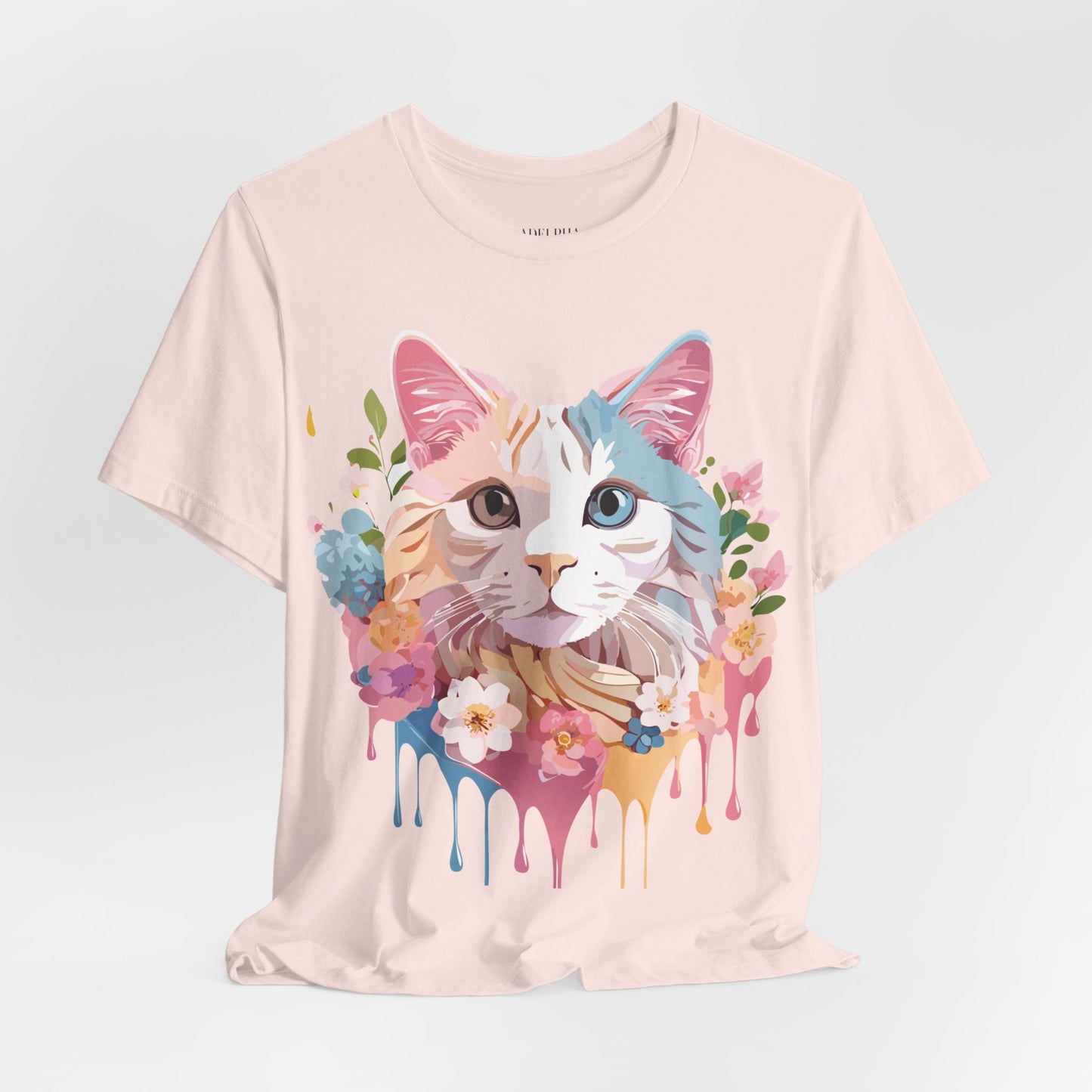 Natural Cotton Tee Shirt with Cat