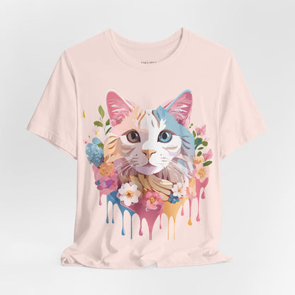 Natural Cotton Tee Shirt with Cat Printify