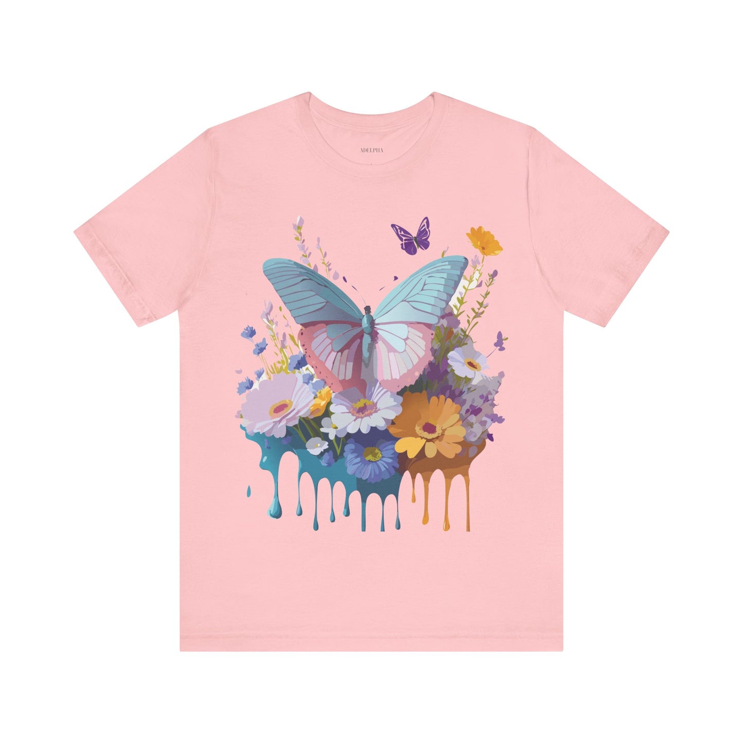 Natural Cotton Tee Shirt with Butterfly