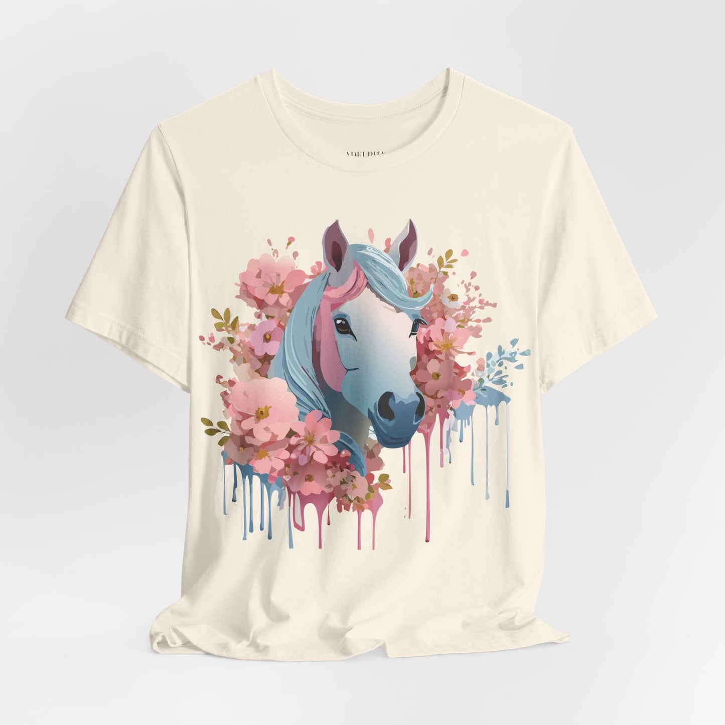 Natural Cotton Tee Shirt with Horse