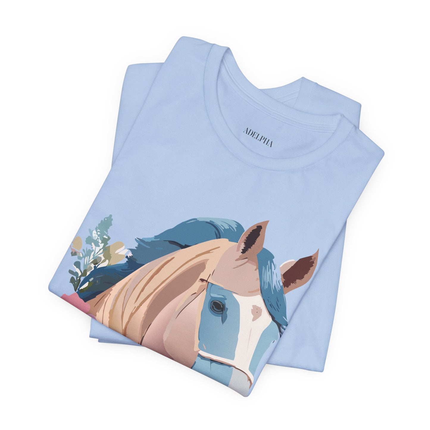 Natural Cotton Tee Shirt with Horse