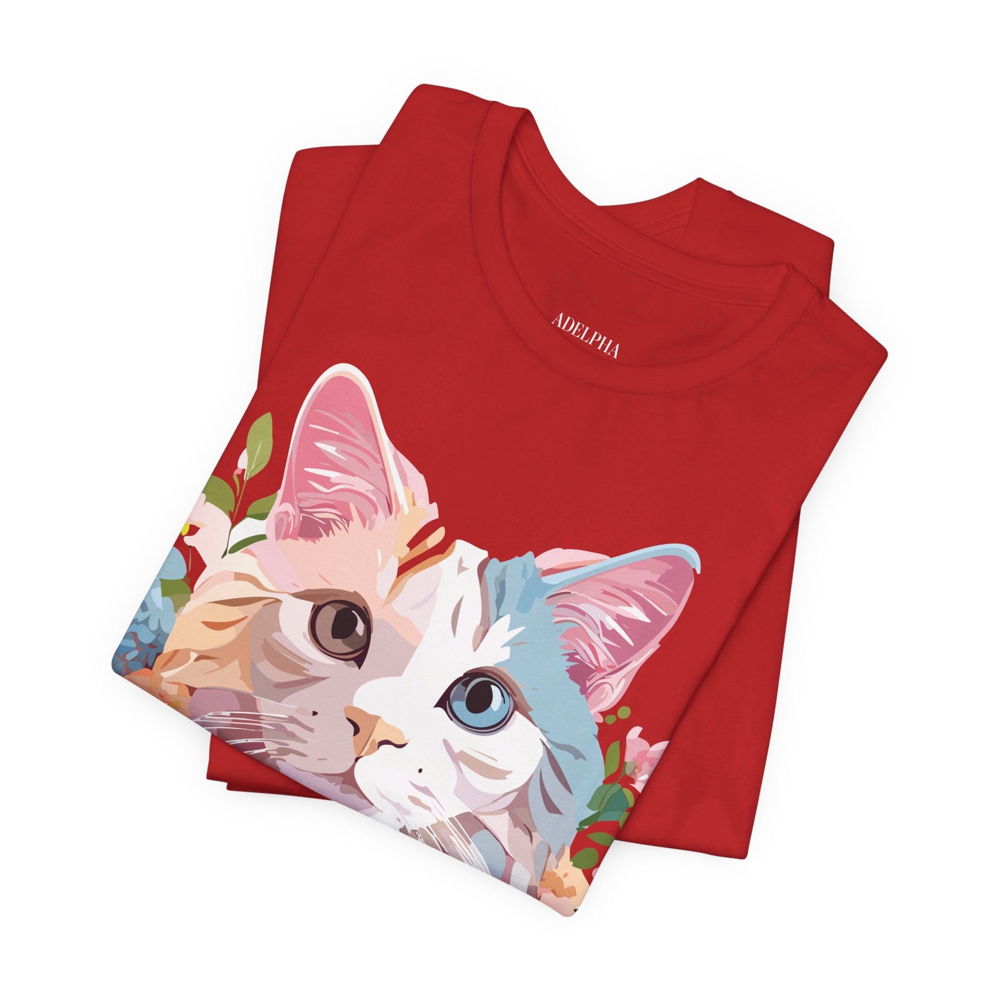 Natural Cotton Tee Shirt with Cat