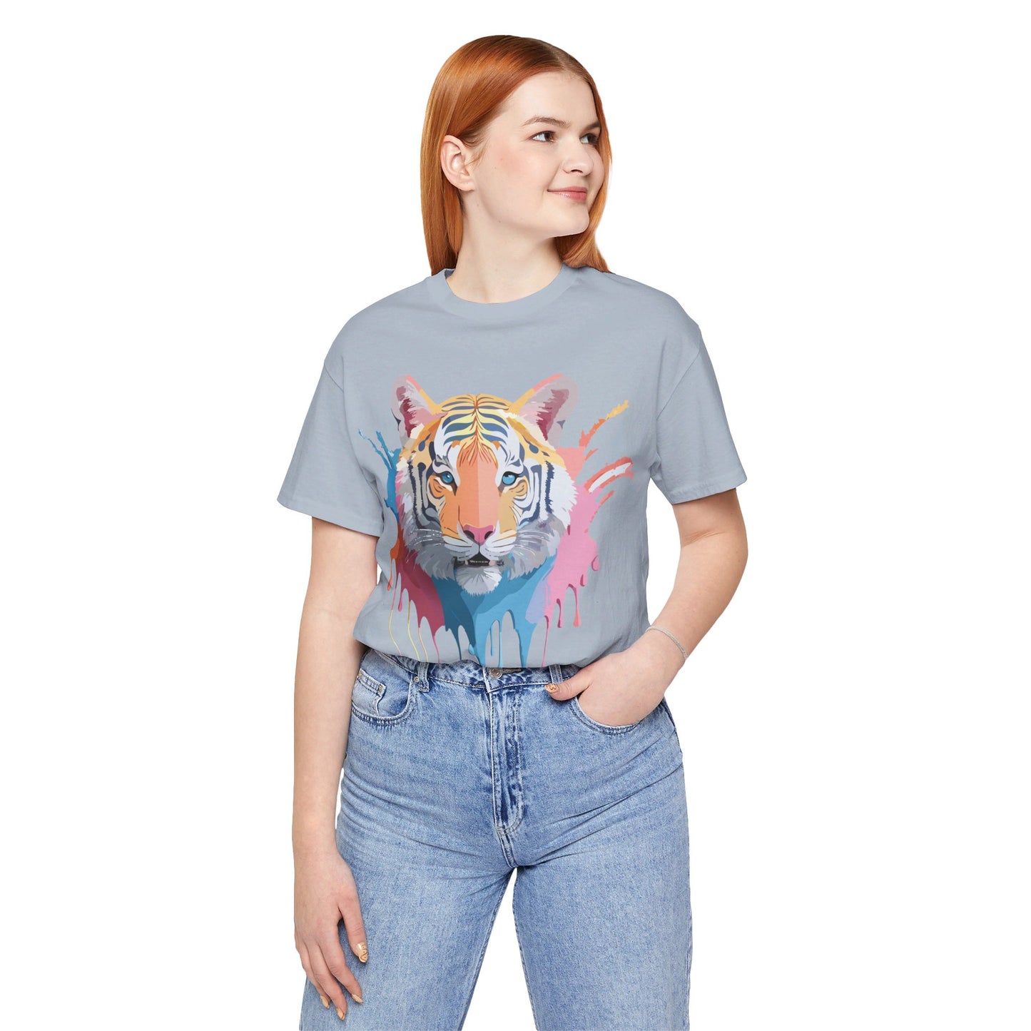 Natural Cotton Tee Shirt with Tiger