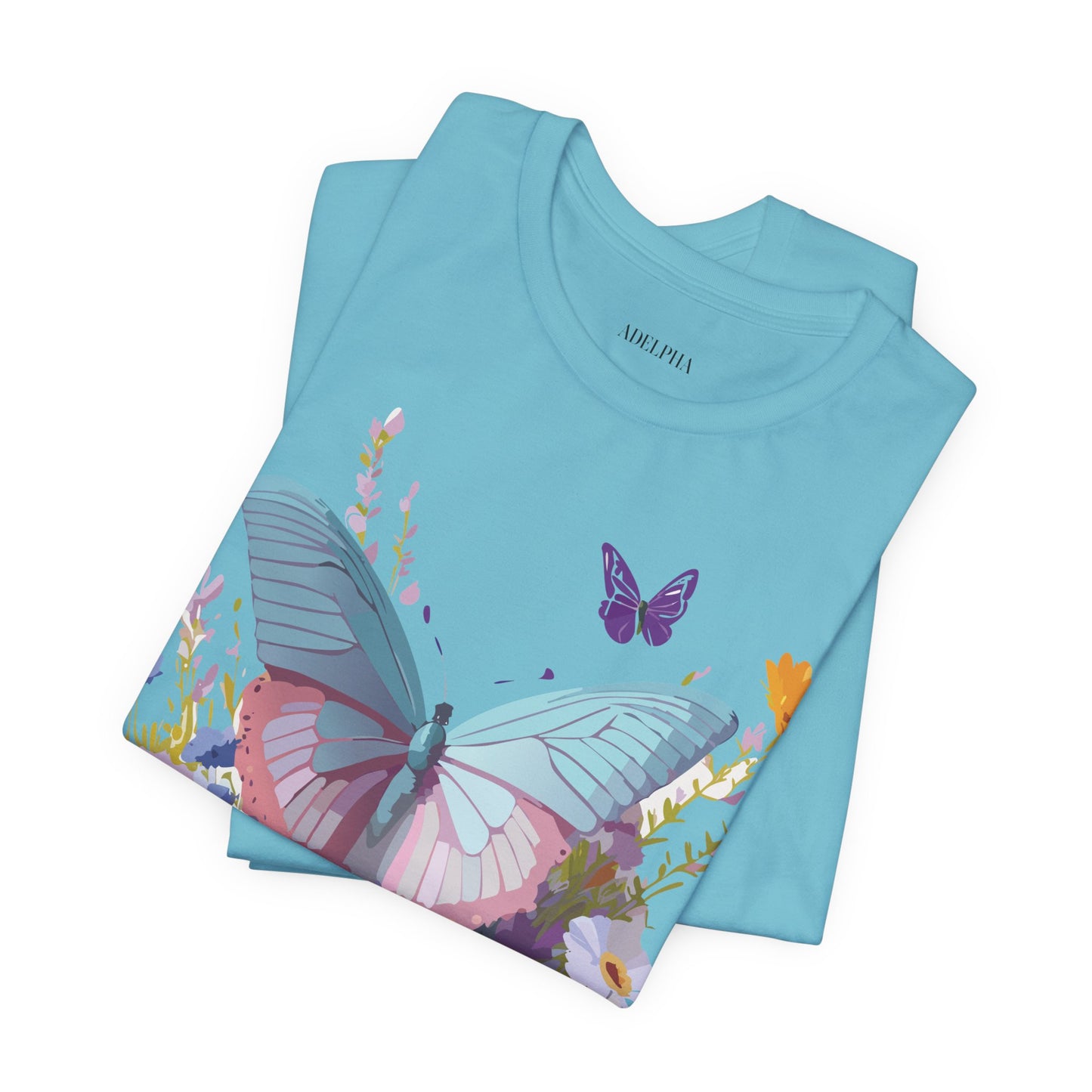 Natural Cotton Tee Shirt with Butterfly