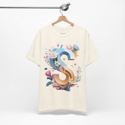 Natural Cotton Tee Shirt - Letters Collection - S Printify