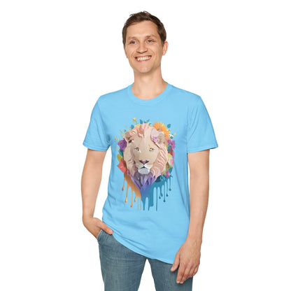 Unisex Lion Shirt Floral Lion Tee Softstyle Gildan 64000 100 Percent Cotton