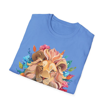 Lion Shirt Unisex Floral Lion Tee Gildan Softstyle 64000 Lightweight Cotton Tee