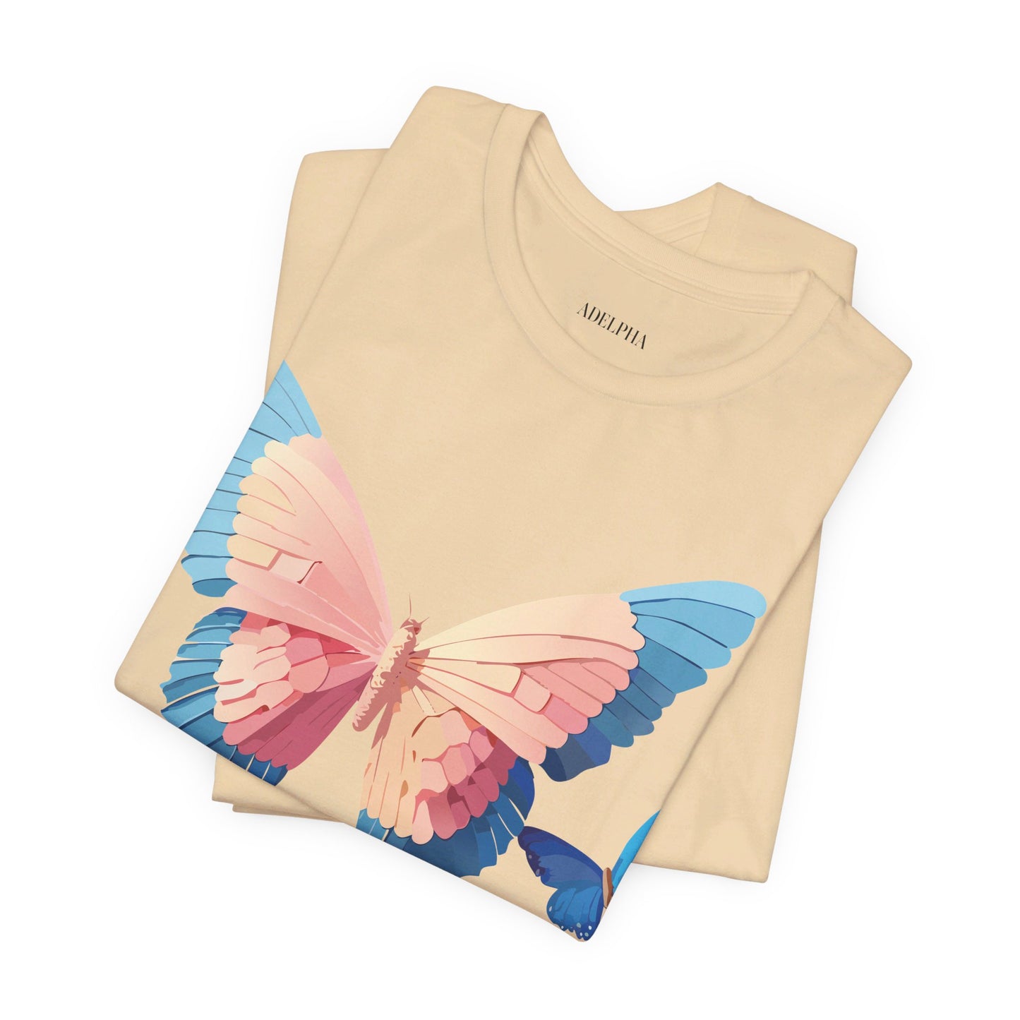 Natural Cotton Tee Shirt with Butterfly