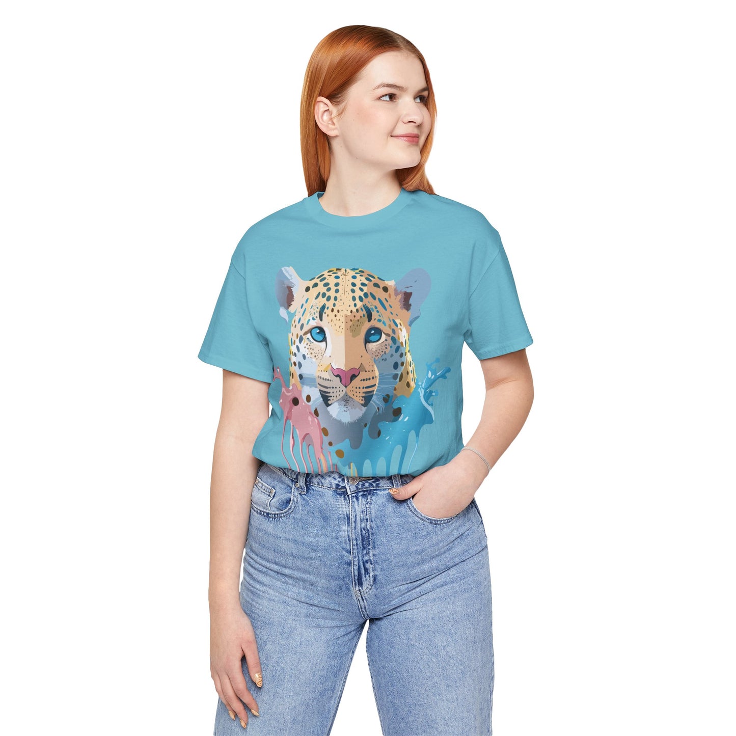 Natural Cotton Tee Shirt with Cheetah