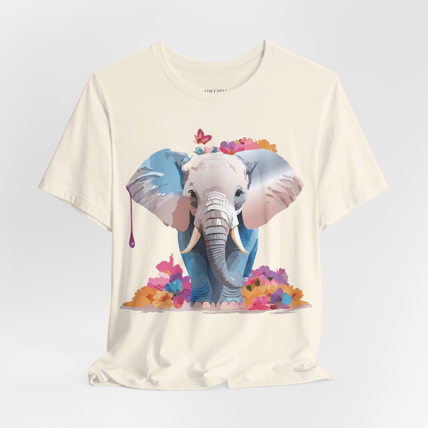 Natural Cotton Tee Shirt with Elephant