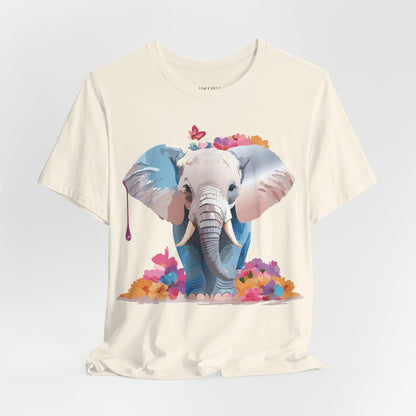 Natural Cotton Tee Shirt with Elephant Printify