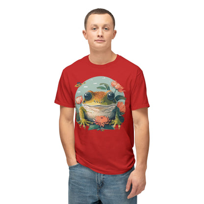 Vintage Frog Art T Shirt With Floral Full Color Print Unisex Tee