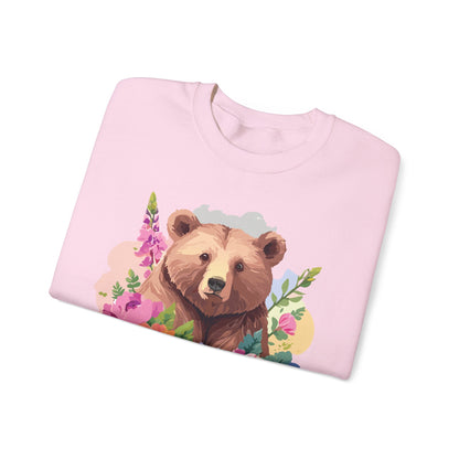 Unisex Floral Bear Sweatshirt With Art Design Animals Print Graphic