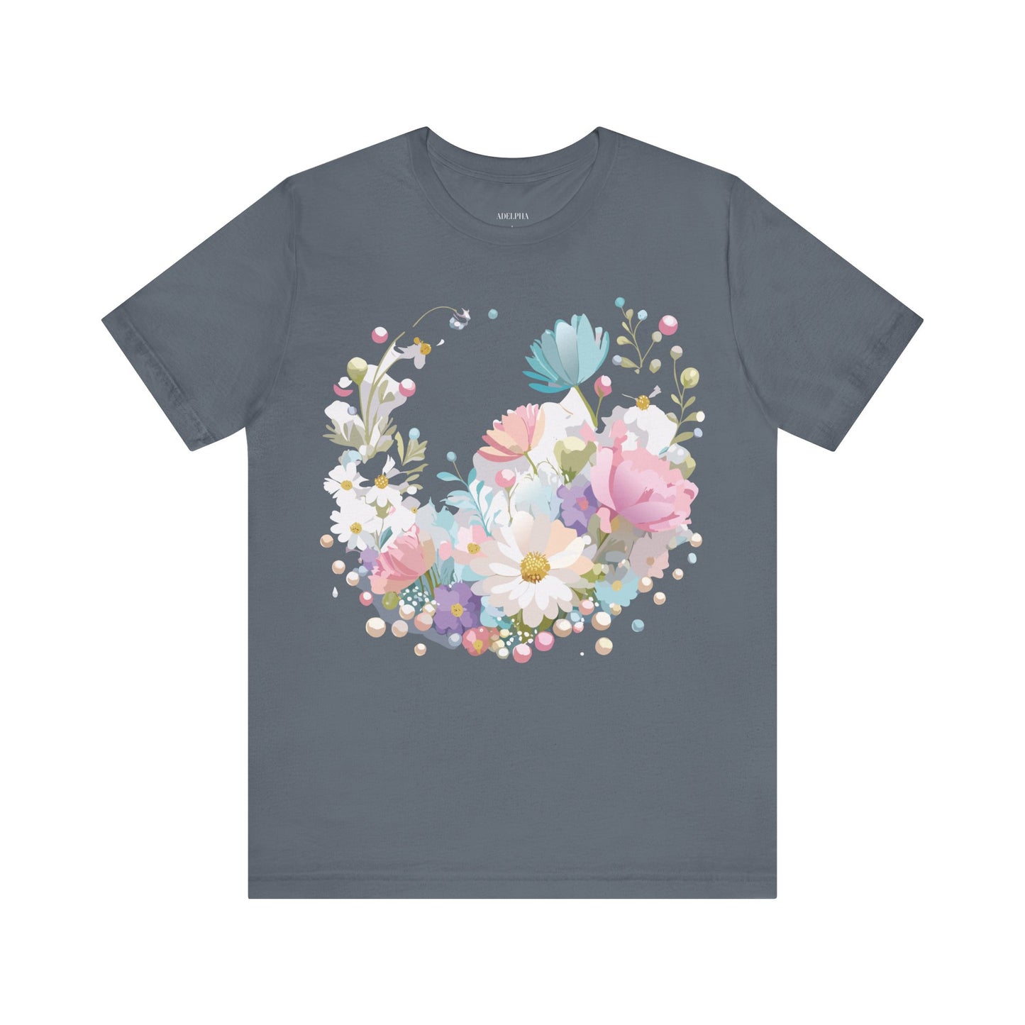 T-shirt en coton naturel avec fleurs