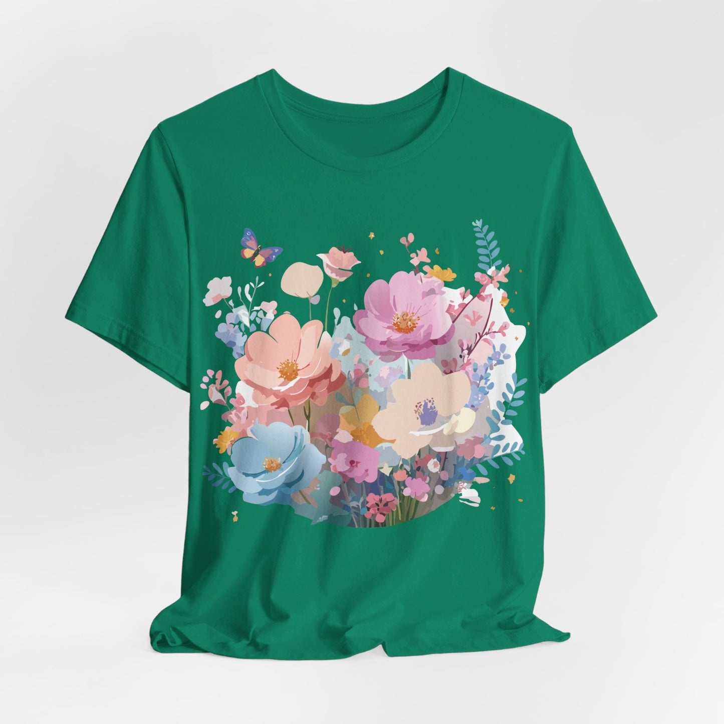 T-shirt en coton naturel avec fleurs