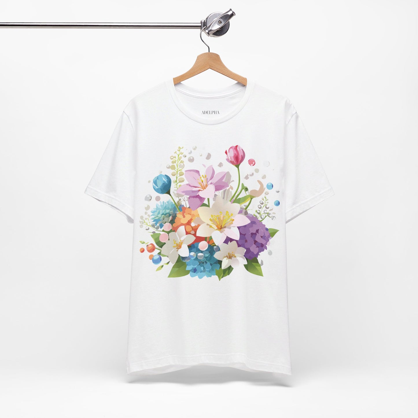 Natural Cotton Tee Shirt with Flowers