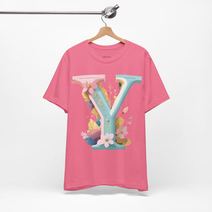 Natural Cotton Tee Shirt - Letters Collection - Y Printify