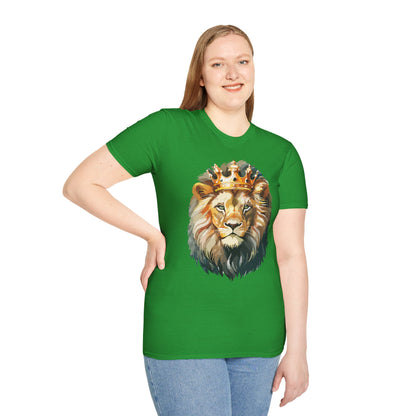Unisex Lion Print T Shirt Softstyle 64000 One Hundred Percent Ring Spun Cotton