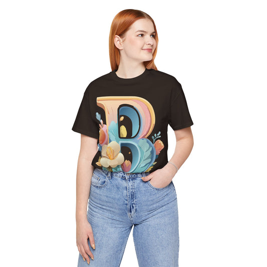 Natural Cotton Tee Shirt - Letters Collection - B Printify