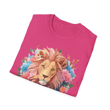 Lion Shirt Unisex Floral Lion Tee 100 Percent Cotton Softstyle Gildan 64000