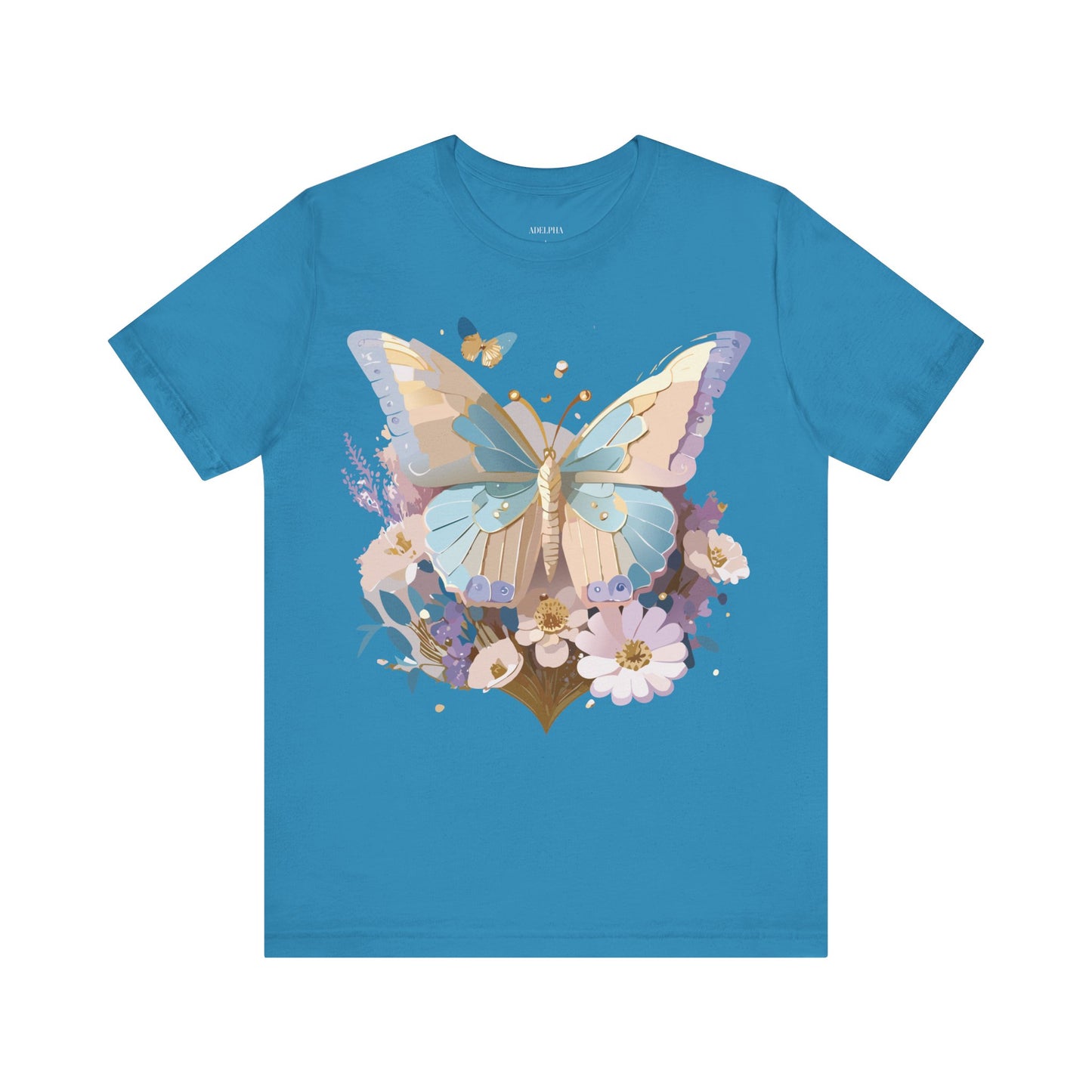 Natural Cotton Tee Shirt with Butterfly