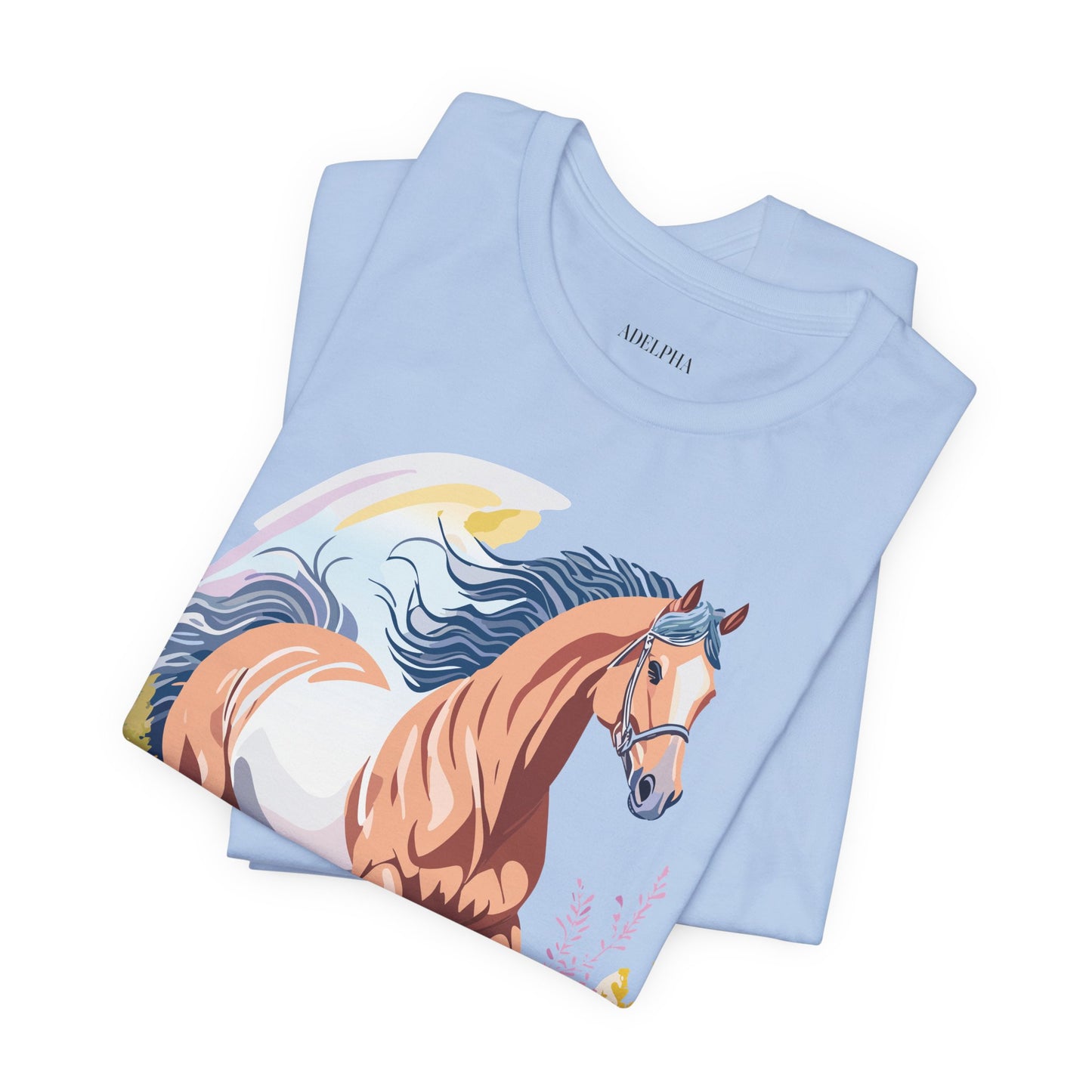 Natural Cotton Tee Shirt with Horse