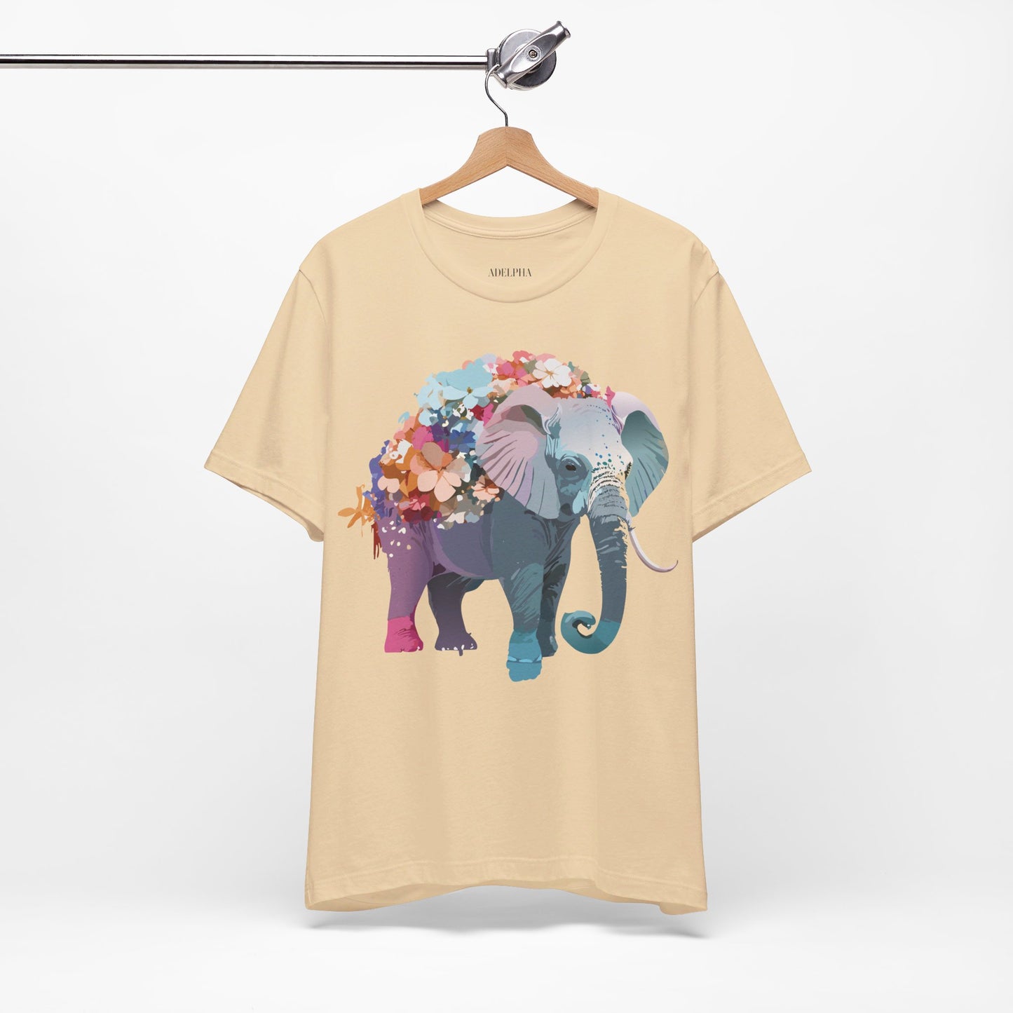 Natural Cotton Tee Shirt with Elephant