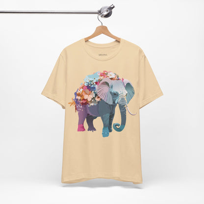 Natural Cotton Tee Shirt with Elephant Printify
