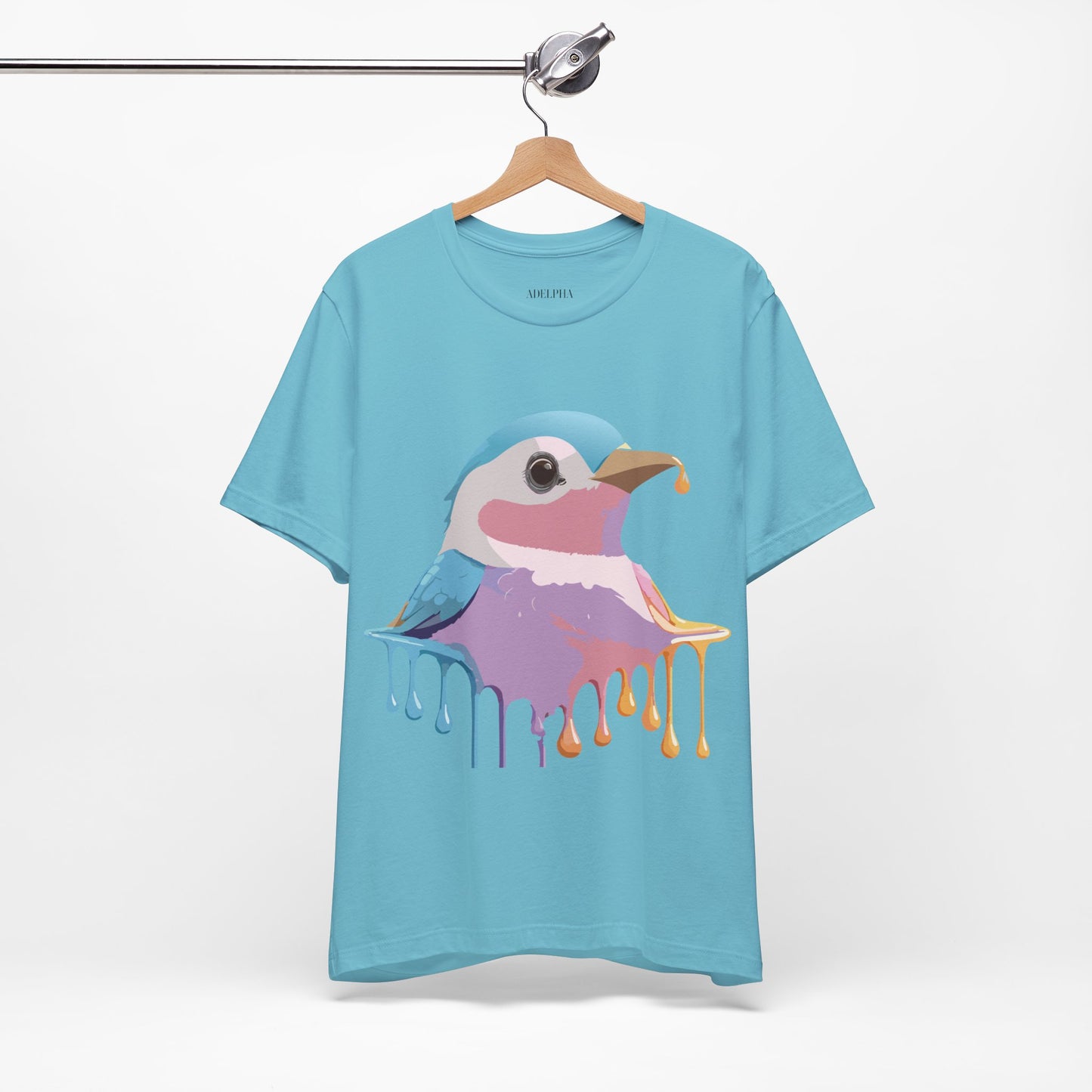 Natural Cotton Tee Shirt with Bird