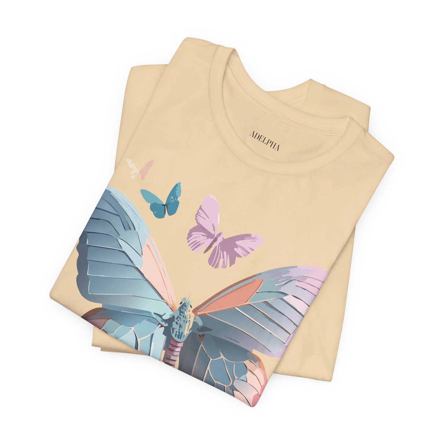 Natural Cotton Tee Shirt with Butterfly