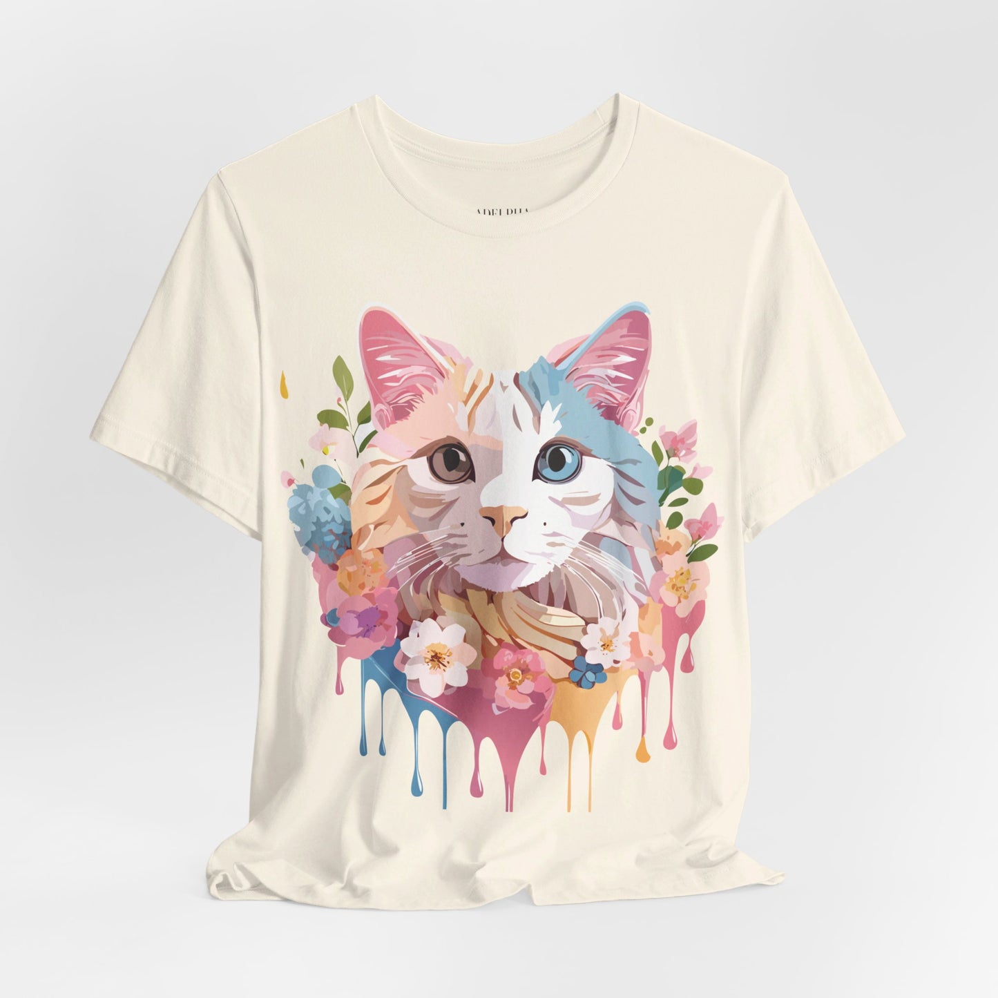 Natural Cotton Tee Shirt with Cat