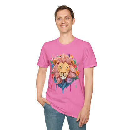Lion Shirt Unisex Floral Lion Tee Animal Print Softstyle Tee