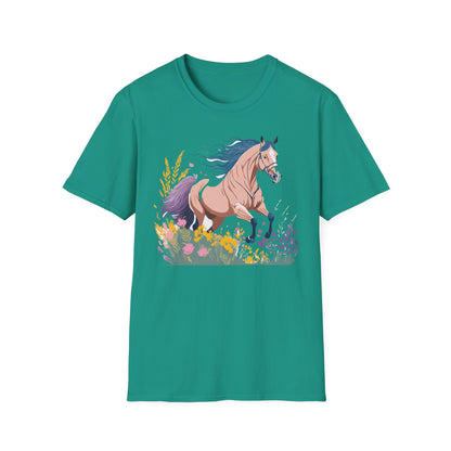 Unisex Horse Shirt With Animal Design Gildan Softstyle 64000 Tee