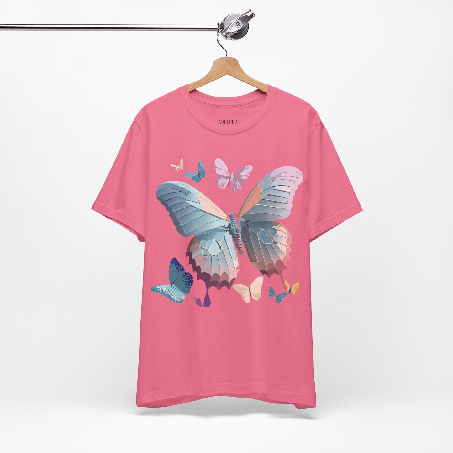 Natural Cotton Tee Shirt with Butterfly