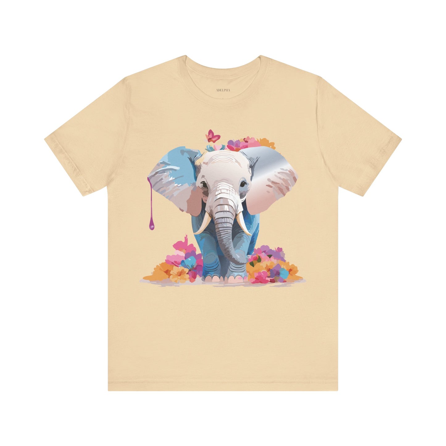 Natural Cotton Tee Shirt with Elephant