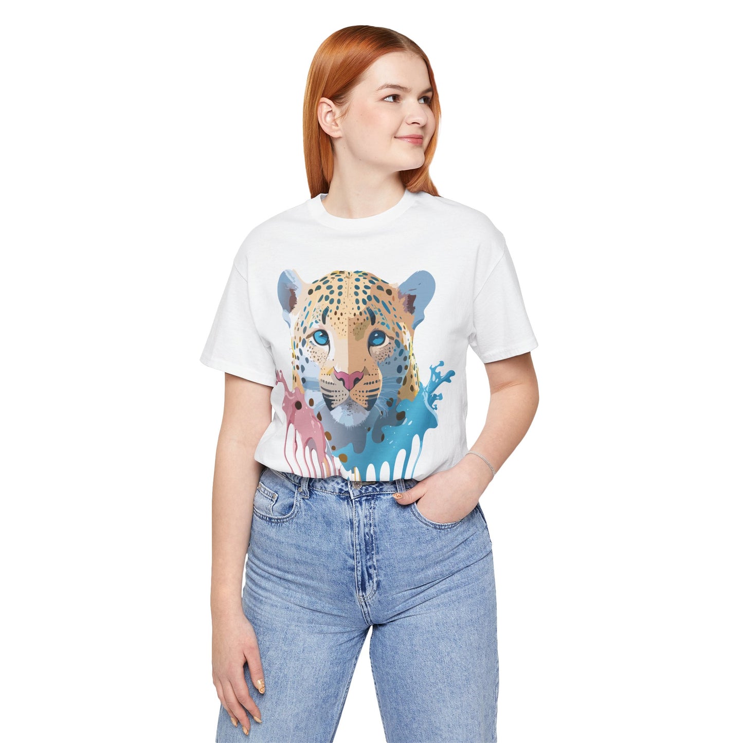 Natural Cotton Tee Shirt with Cheetah