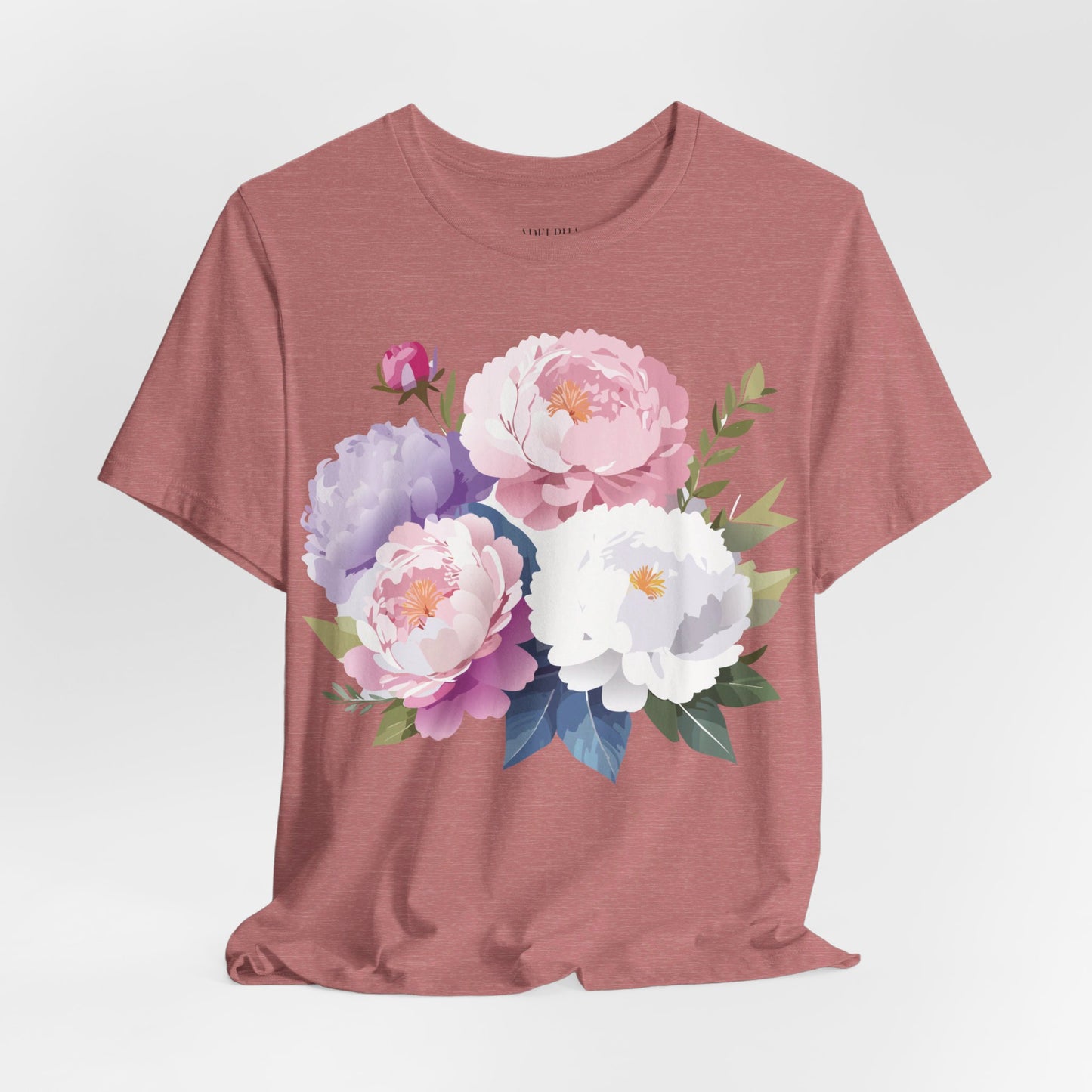 Natural Cotton Tee Shirt with Flowers