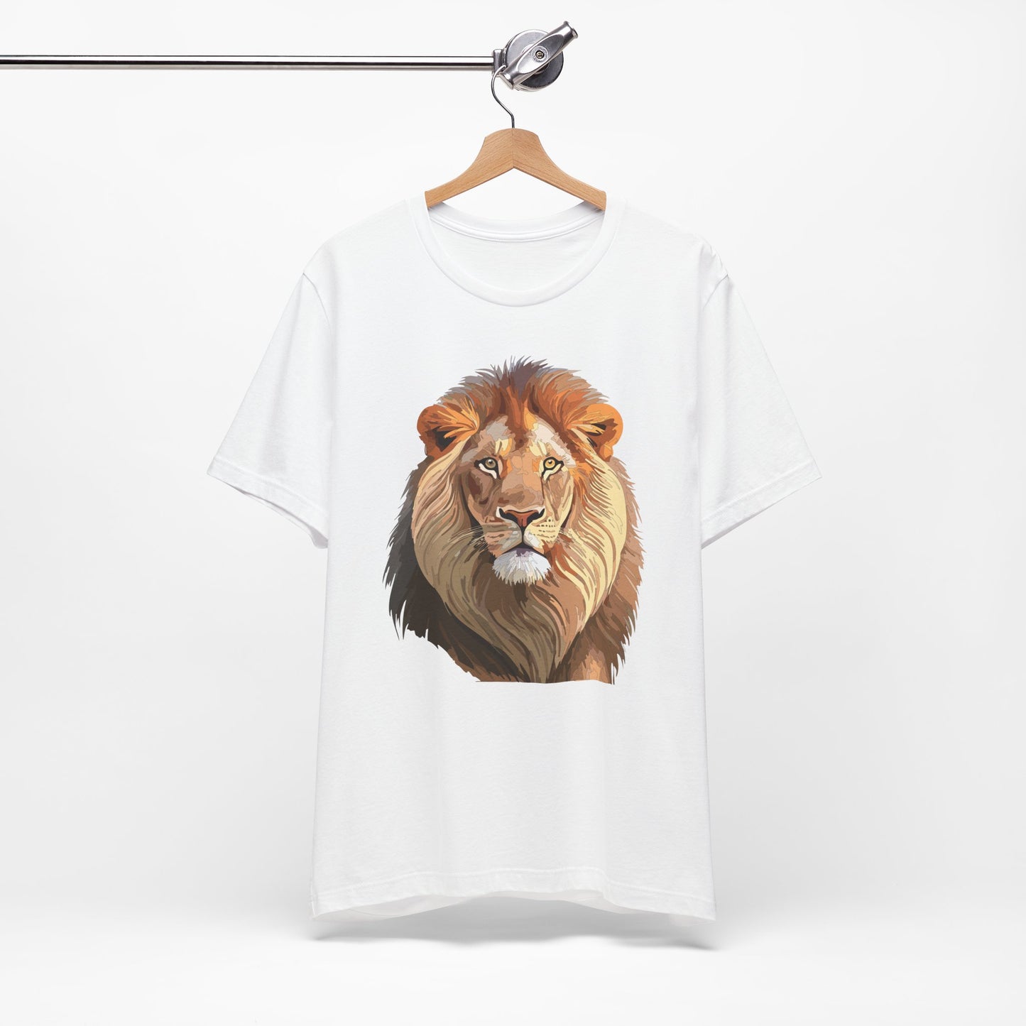 Safari Lion Head Illustration T-Shirt Unisex Cotton Realistic Lion Portrait Tee 3