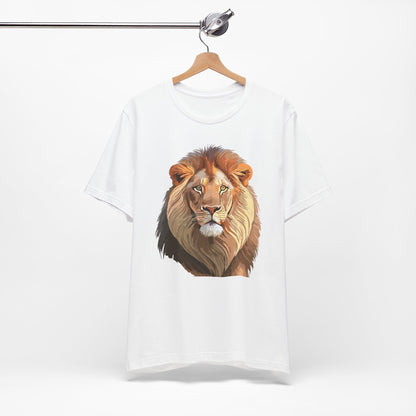 Safari Lion Head Illustration T-Shirt Unisex Cotton Realistic Lion Portrait Tee 3