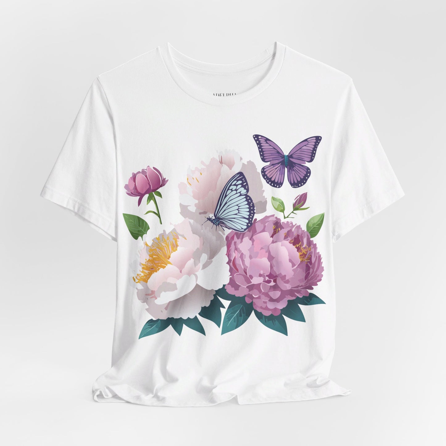 T-shirt en coton naturel avec fleurs