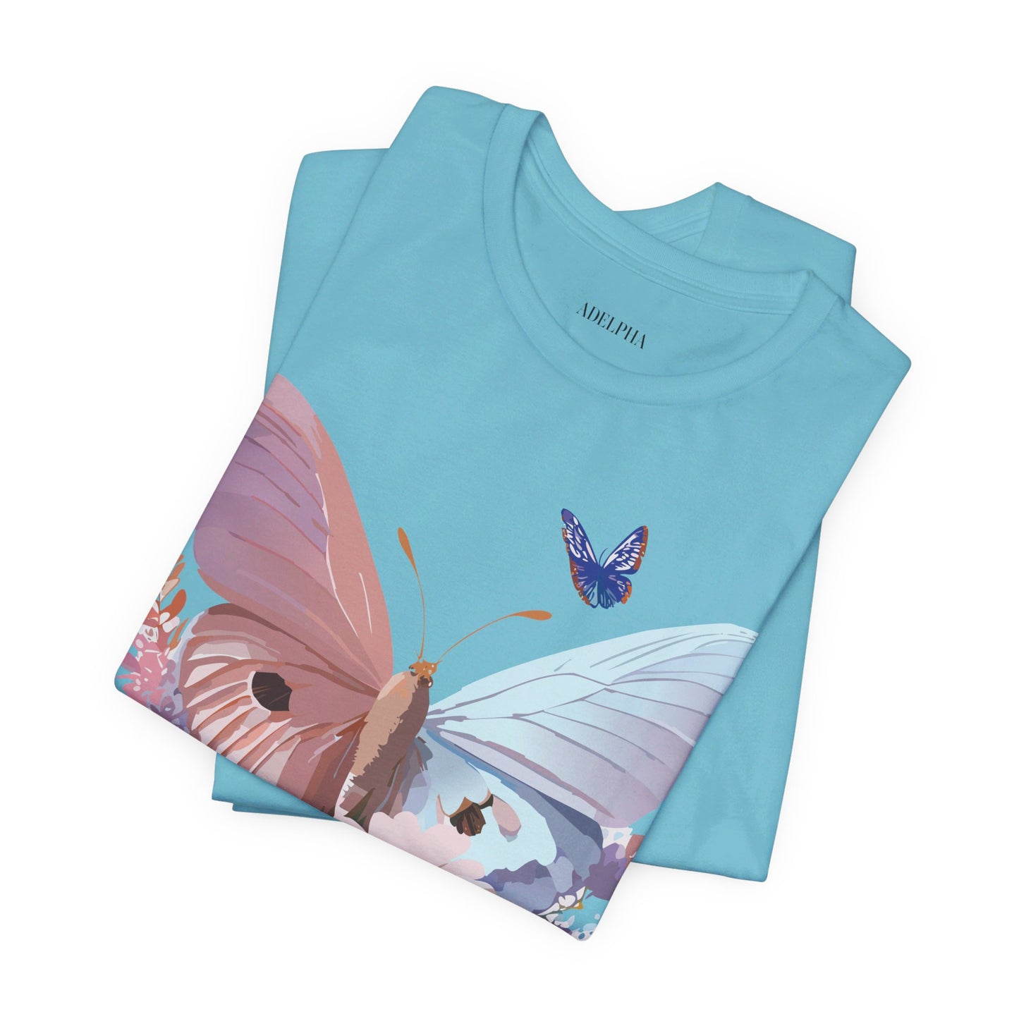 Natural Cotton Tee Shirt with Butterfly