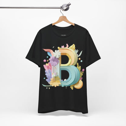 Natural Cotton Tee Shirt - Letters Collection - B Printify