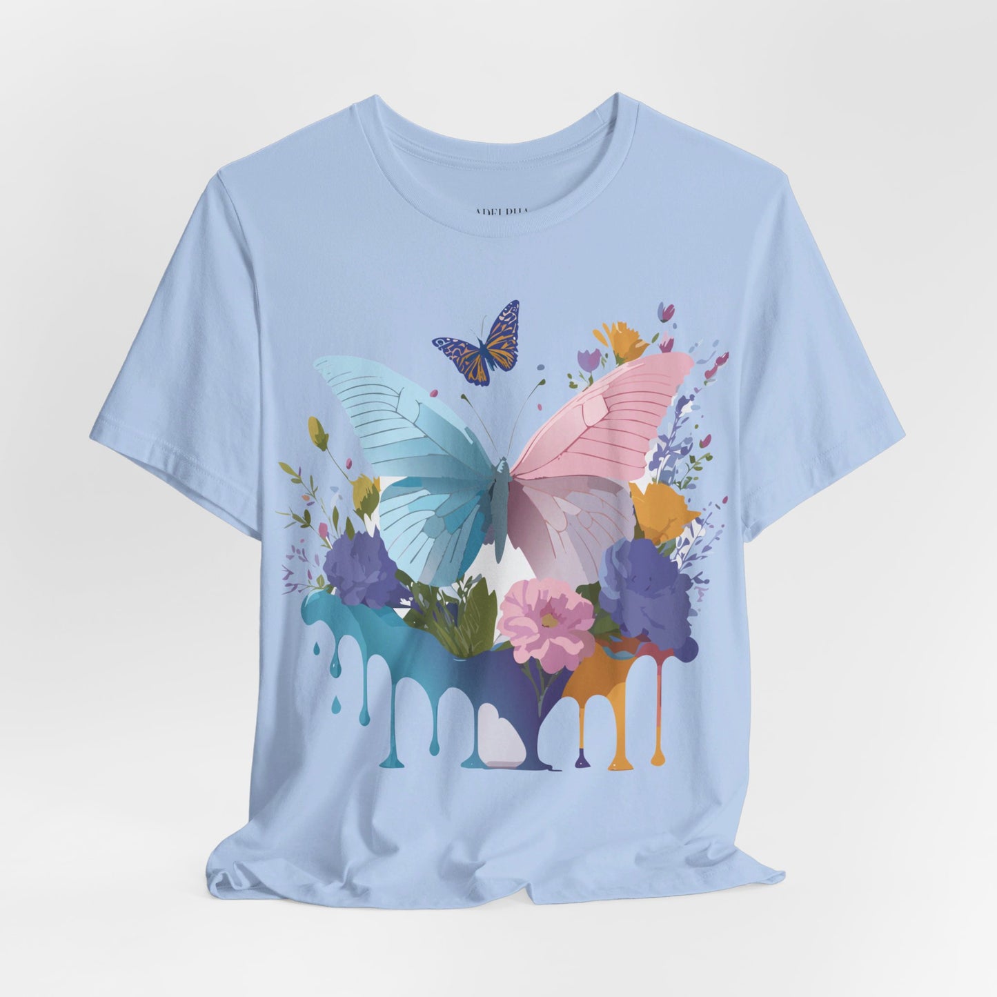 Natural Cotton Tee Shirt with Butterfly